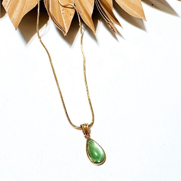 Green crystal necklace M334 - Picture 3 of 4